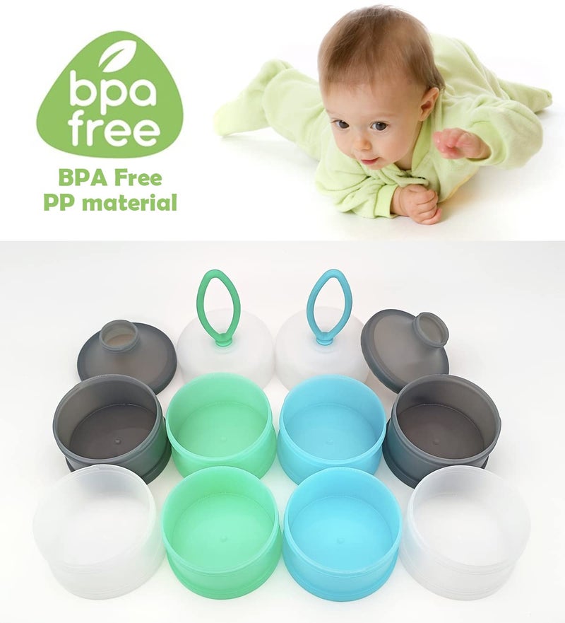 LADISO Baby Formula Dispenser, Formula Container, Portable Milk Powder Dispenser Container, Baby Feeding Travel Storage Container, Non-Spill Stackable Baby Snack Storage Container, BPA Free, 2 Packs - Image 3